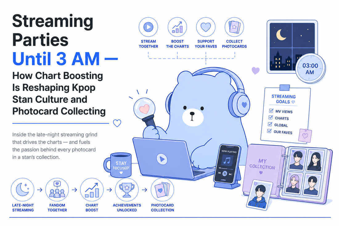 Streaming Parties Until 3 AM — How Chart Boosting Is Reshaping Kpop Stan Culture and Photocard Collecting